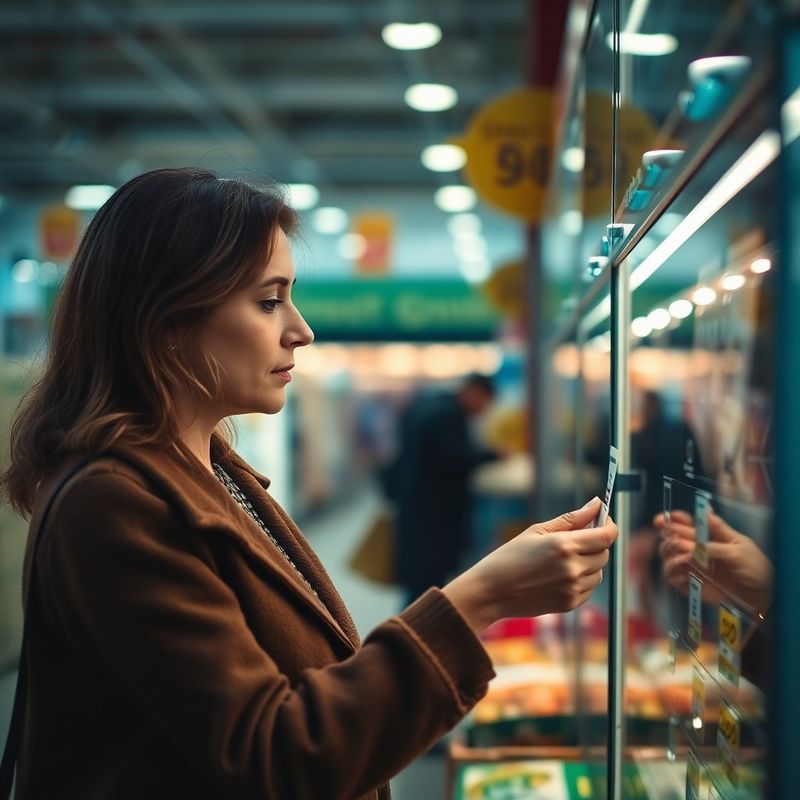 Polka sprawdzająca cenę produktu w supermarkecie