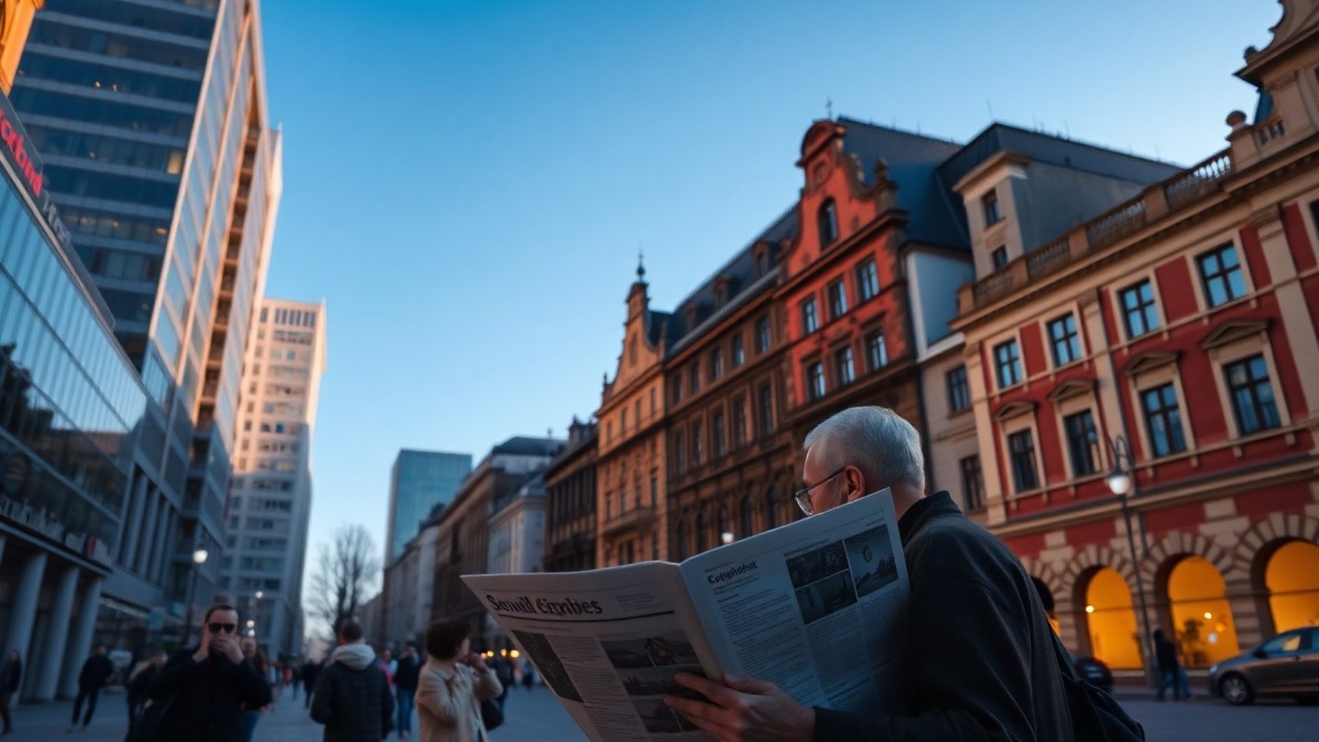 Panorama centrum Krakowa o złotej godzinie